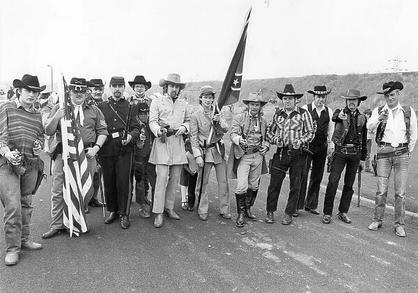 Members of the Hedworth Gunfighters Club line up for a parade