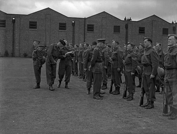 Members of the Home Guard parade for inspection at an un-named Birmingham location 15th