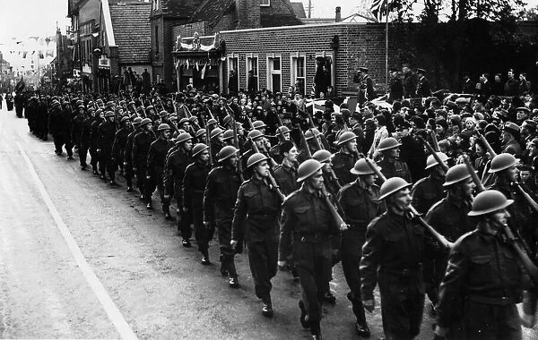Members of the Home Guard taking part in the procession that ends Bracknell