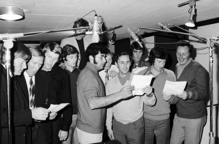 Framed Print : Members of Lancashire C. C. C making a pop record. c. 1975 Framed Print : Members of Lancashire C. C. C making a pop record. c. 1975