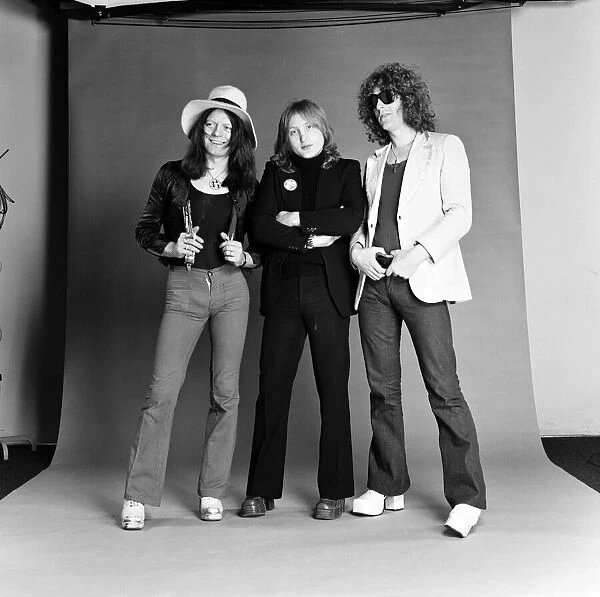Members of the Mott the Hoople group, including singer Ian Hunter. 7th March 1974