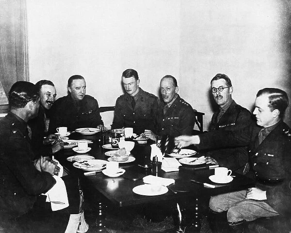 Members of the personal staff having breakfast at General Headquarters on the Western