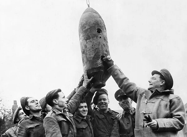 Members of a Royal Engineers Bomb Disposal Squad pose for the camera after