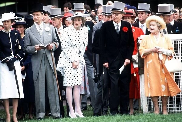 Members of the Royal Family including Princess Anne, Princess Diana