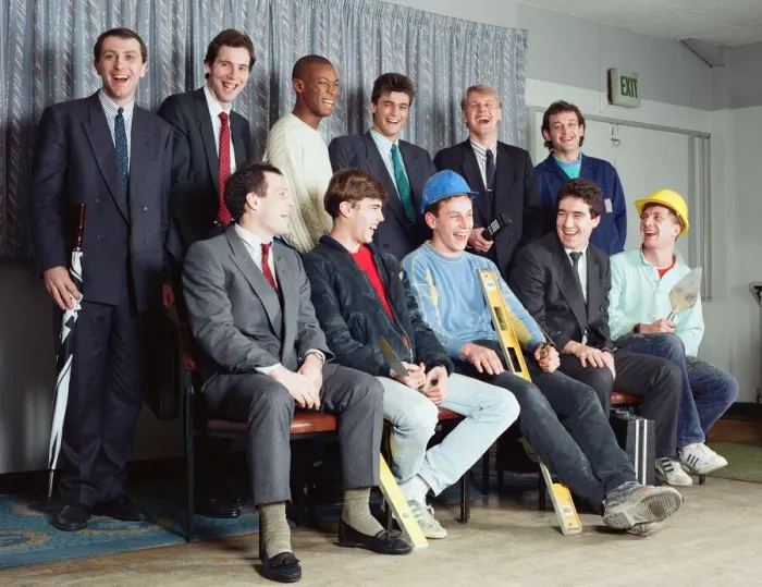 Framed Print : Members of Sutton United football club dressed in their everyday work clothes Framed Print : Members of Sutton United football club dressed in their everyday work clothes