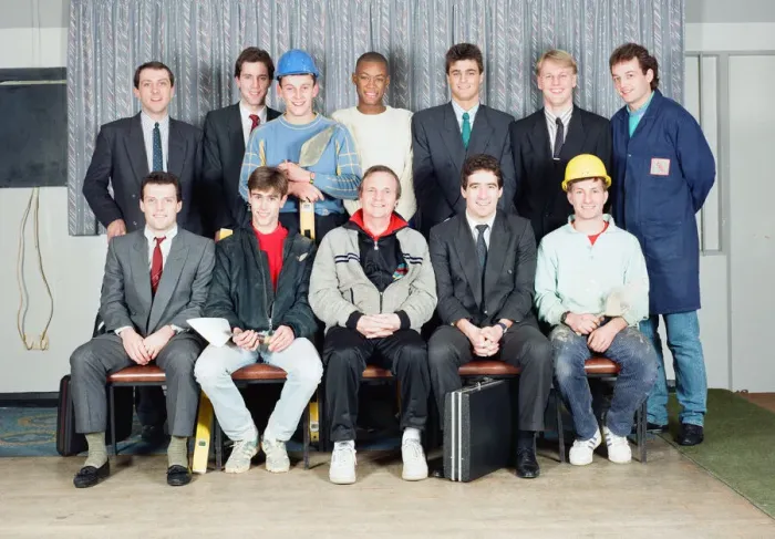 Framed Print : Members of Sutton United football club dressed in their everyday work clothes Framed Print : Members of Sutton United football club dressed in their everyday work clothes