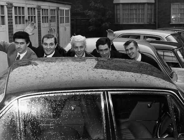 The five members of the Tornados pop group Heinz Burt, George Bellamy, Roger Lavern