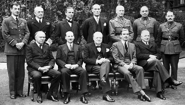 Members of the War Cabinet and the Defence Committee in the garden of 10 Downing Street