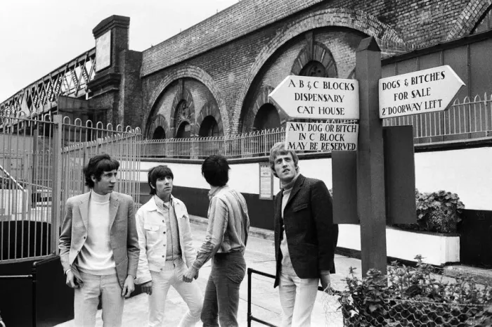 Framed Print : Members of The Who rock group sent their managers to purchase a guard dog at Battersea