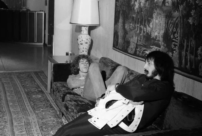 Framed Print : Members of The Who rock group. Singer Roger Daltrey with bass guitarist John Framed Print : Members of The Who rock group. Singer Roger Daltrey with bass guitarist John
