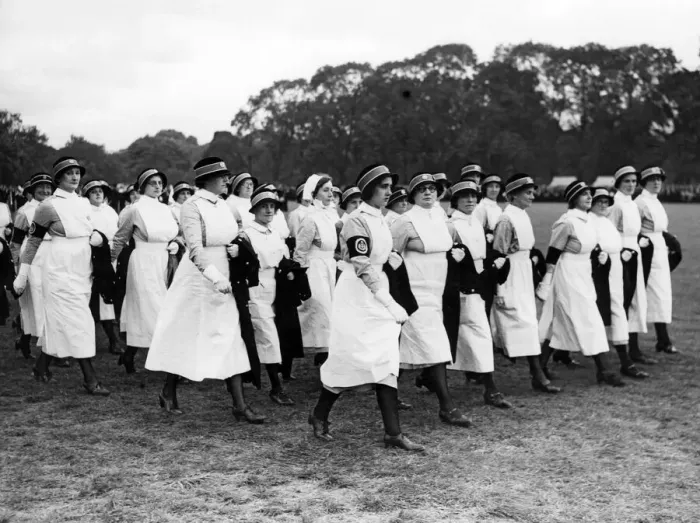 Framed Print : Members of the Womens Section of St John march in procession in Cardiff Framed Print : Members of the Womens Section of St John march in procession in Cardiff