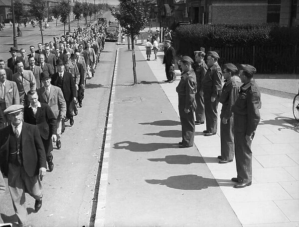 Men of A Company 3rd Battalion, Birmingham Home Guard, paraded at the Apollo Cinema