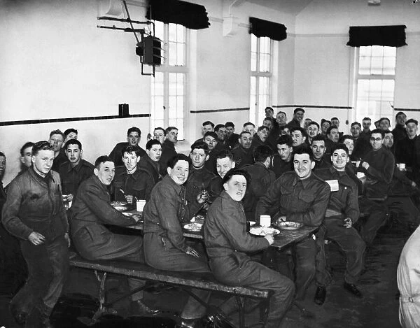 Men of the East Riding Yeomanry in the barracks messroom somewhere in the south of