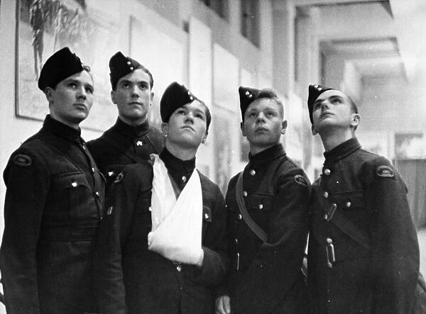 Men at the exhibition 'Allies in Action'organised by the Daily Mirror
