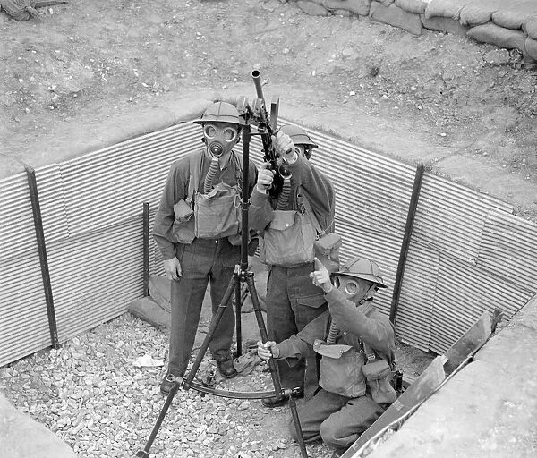 Men from The Home Guard training with a Bren Gun. W378K. c. 1942