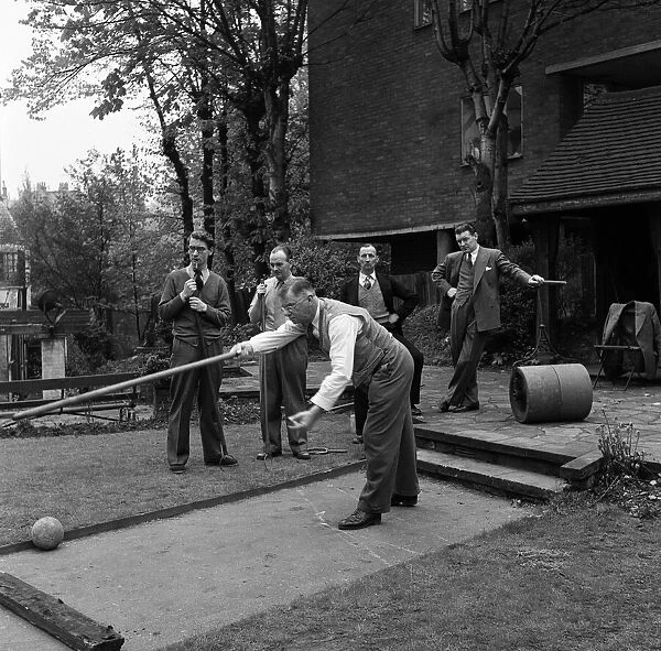 Men playing a game of Pall Mall (also known as Paille Maille) in Hampstead