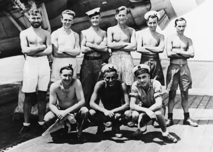 Framed Print : Men of Swansea and Llanelly areas serving in a British carrier in the Far East