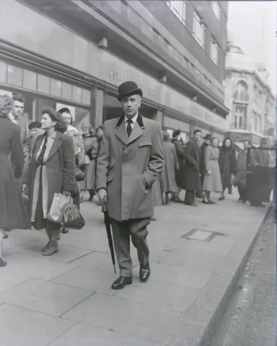 Framed Print : Mens Fashion Edwardian Style Swagger Coat DM 01 / 4 / 1952 Framed Print : Mens Fashion Edwardian Style Swagger Coat DM 01 / 4 / 1952
