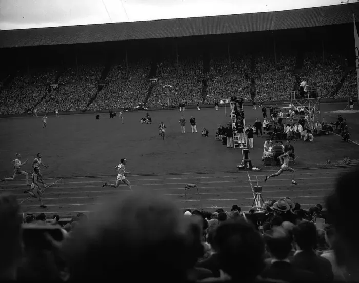 Framed Print : Mens relays during the London Olympics Games 1948 At Wembley London Framed Print : Mens relays during the London Olympics Games 1948 At Wembley London