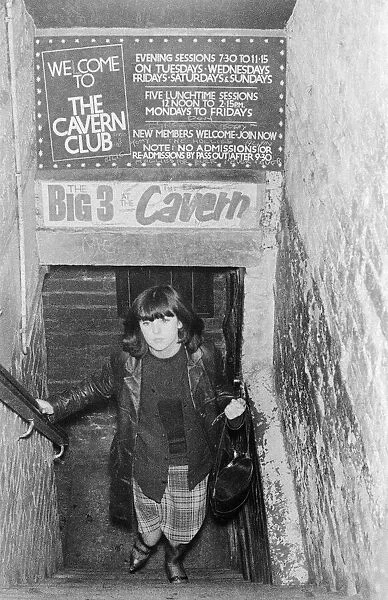 Mersey Beat Feature, 28th December 1963. Girl at entrance to The Cavern Club