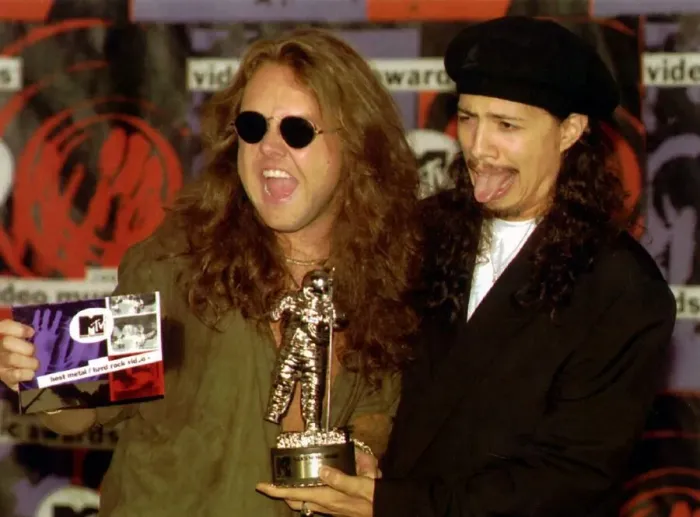 Framed Print : Metallica Heavy Metal rock group September 1996 Kirk Hammett and Lars Ulrich Framed Print : Metallica Heavy Metal rock group September 1996 Kirk Hammett and Lars Ulrich