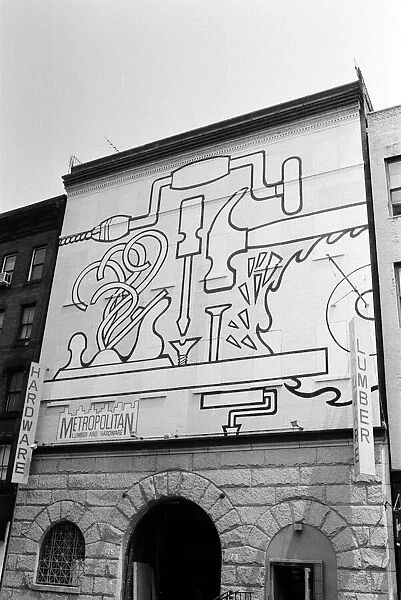 Metropolitan Lumber & Hardware on Spring Street in Soho in New York City with artwork