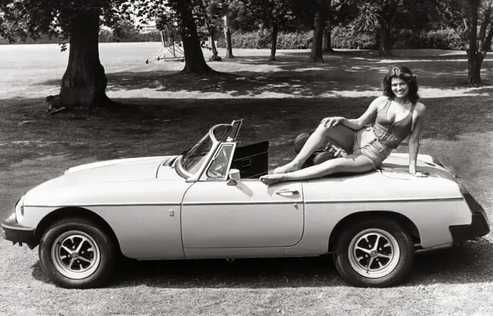 Framed Print : MGB Convertable Sport 1975 - Motors - Motor Cars Car sexy model posing on top Framed Print : MGB Convertable Sport 1975 - Motors - Motor Cars Car sexy model posing on top