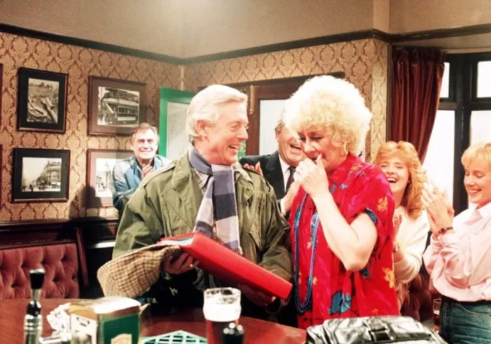 Framed Print : Michael Aspel TV Presenter of This is your Life surprising Liz Dawn of coronation street