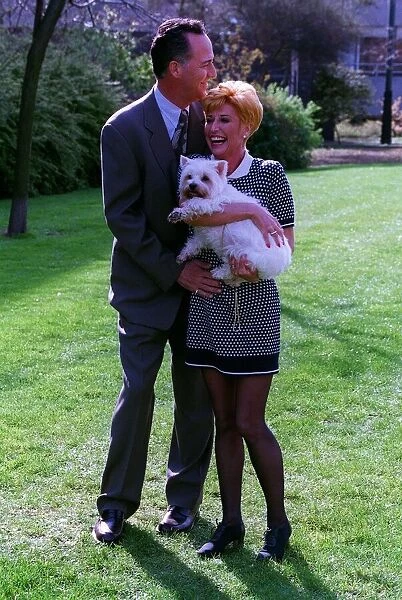 Michael Barrymore TV Presenter  /  Comedian with wife Cheryl and their dog
