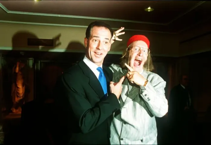 Framed Print : Michael Barrymore TV Presenter with racing correspondent John McCririck