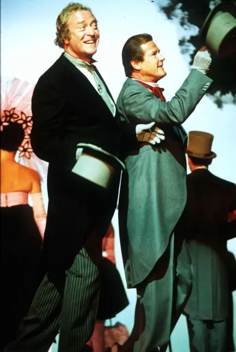 Framed Print : Michael Caine actor and Roger Moore at the Queen M other Framed Print : Michael Caine actor and Roger Moore at the Queen M other