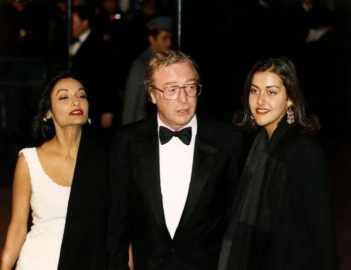 Framed Print : Michael Caine British acto with his wife Shakira and daughter Natasha