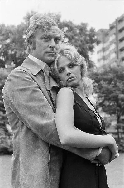 Michael Caine and Britt Ekland pictured together, on day one of shooting Michael