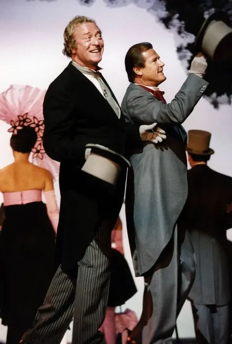 Framed Print : Michael Caine & Roger Moore actors at the London Palladium