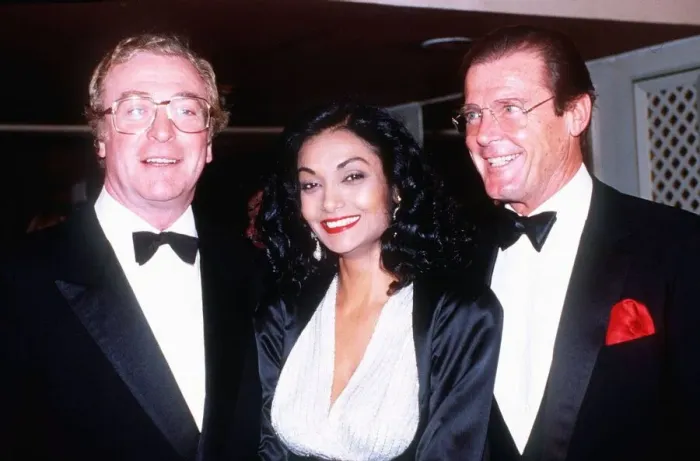 Framed Print : Michael Caine with wife Shakira and Roger Moore at the Barnardos ball at the Grosvenor