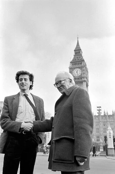 Michael Foot Labour Party leader seen here with Peter Tatchell the party