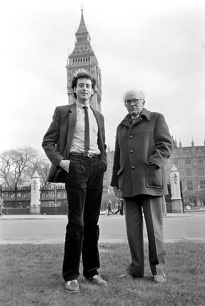 Michael Foot Labour Party leader seen here with Peter Tatchell the party