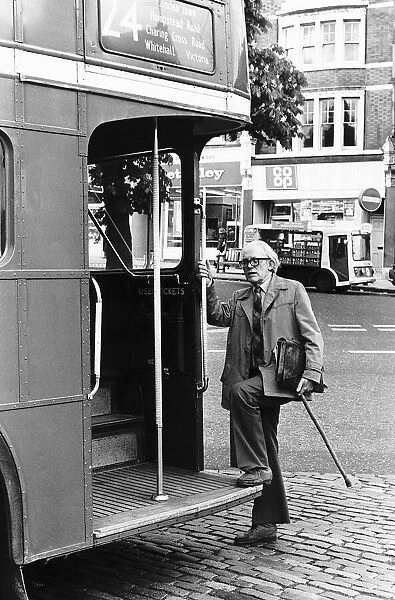 Michael Foot MP catches a bus 12th June 1979. Local Caption Member of Parliament
