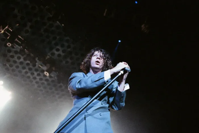 Framed Print : Michael Hutchence lead singer of INXS, pictured in concert - X Factor World Tour - Framed Print : Michael Hutchence lead singer of INXS, pictured in concert - X Factor World Tour -