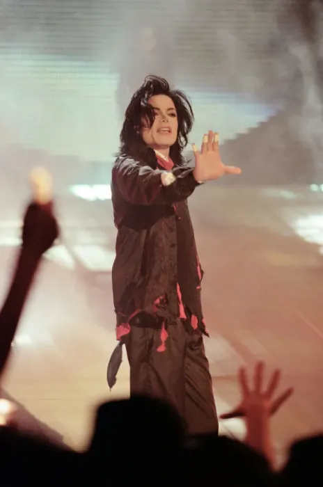 Framed Print : Michael Jackson performing at the Brit Music Awards at Earls Court Exhibition Centre in Framed Print : Michael Jackson performing at the Brit Music Awards at Earls Court Exhibition Centre in