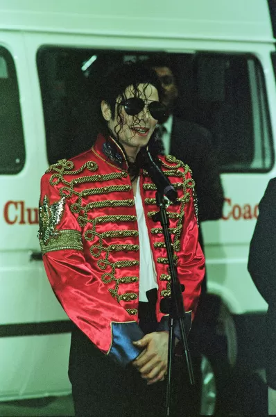 Michael Jackson seen here after perforiming on stage at Sheffield 10th July 1997