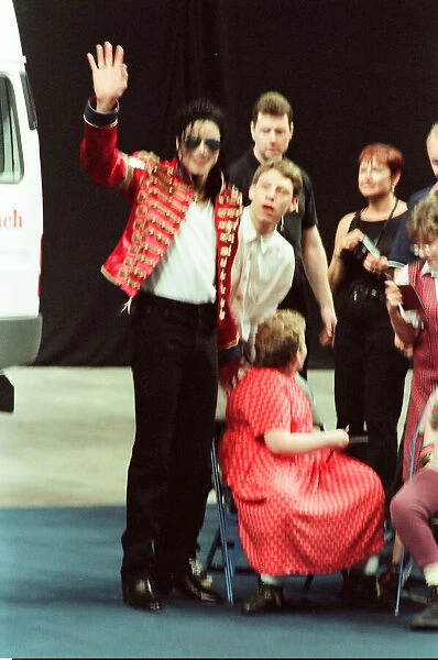 Michael Jackson seen here after perforiming on stage at Sheffield 10th July 1997