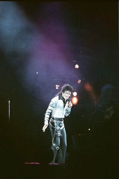 Michael Jackson seen here after perforiming on stage at Wembley during the Bad concert