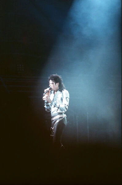 Michael Jackson seen here after perforiming on stage at Wembley during the Bad concert