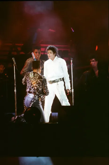 Framed Print : Michael Jackson seen here after perforiming on stage at Wembley during the Bad concert