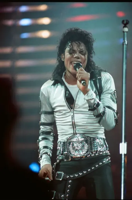 Framed Print : Michael Jackson can be seen performing on stage at Wembley during the Bad concert tour