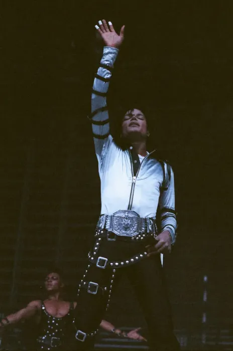 Framed Print : Michael Jackson can be seen performing on stage at Wembley during the Bad concert tour