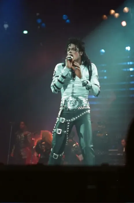 Framed Print : Michael Jackson can be seen performing on stage at Wembley during the Bad concert tour Framed Print : Michael Jackson can be seen performing on stage at Wembley during the Bad concert tour