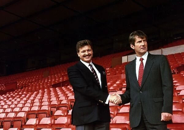 Michael Knighton businessman with Martin Edwards, Chief Executive of Manchester United