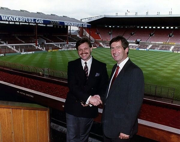 Michael Knighton businessman with Martin Edwards, Chief Executive of Manchester United